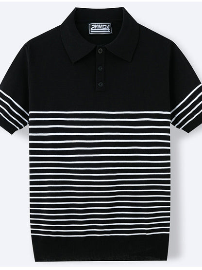 Pánské vintage pruhované pletené pólo