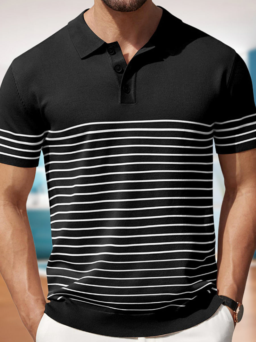 Pánské vintage pruhované pletené pólo