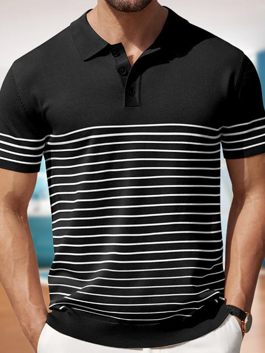 Pánské vintage pruhované pletené pólo