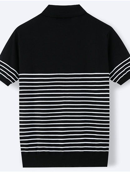 Pánské vintage pruhované pletené pólo