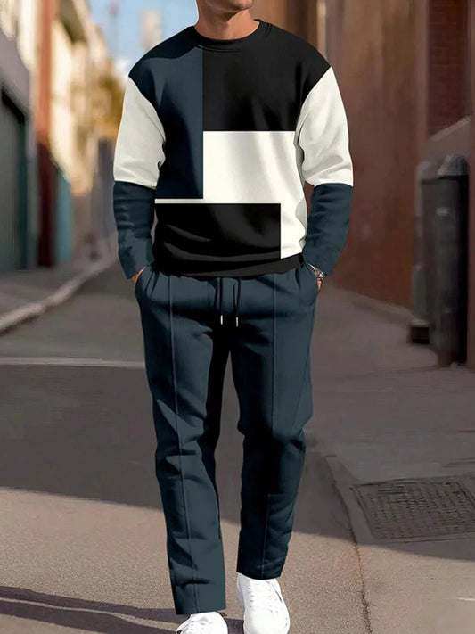 Pánské vintage minimalistická móda příležitostné kalhoty dvoudílná sada