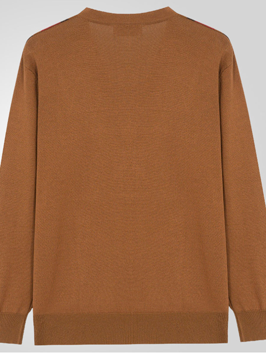 Pánské vintage klasické pruhované vneck s dlouhým rukávem vestavěné