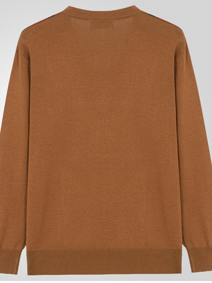 Pánské vintage klasické pruhované vneck s dlouhým rukávem vestavěné