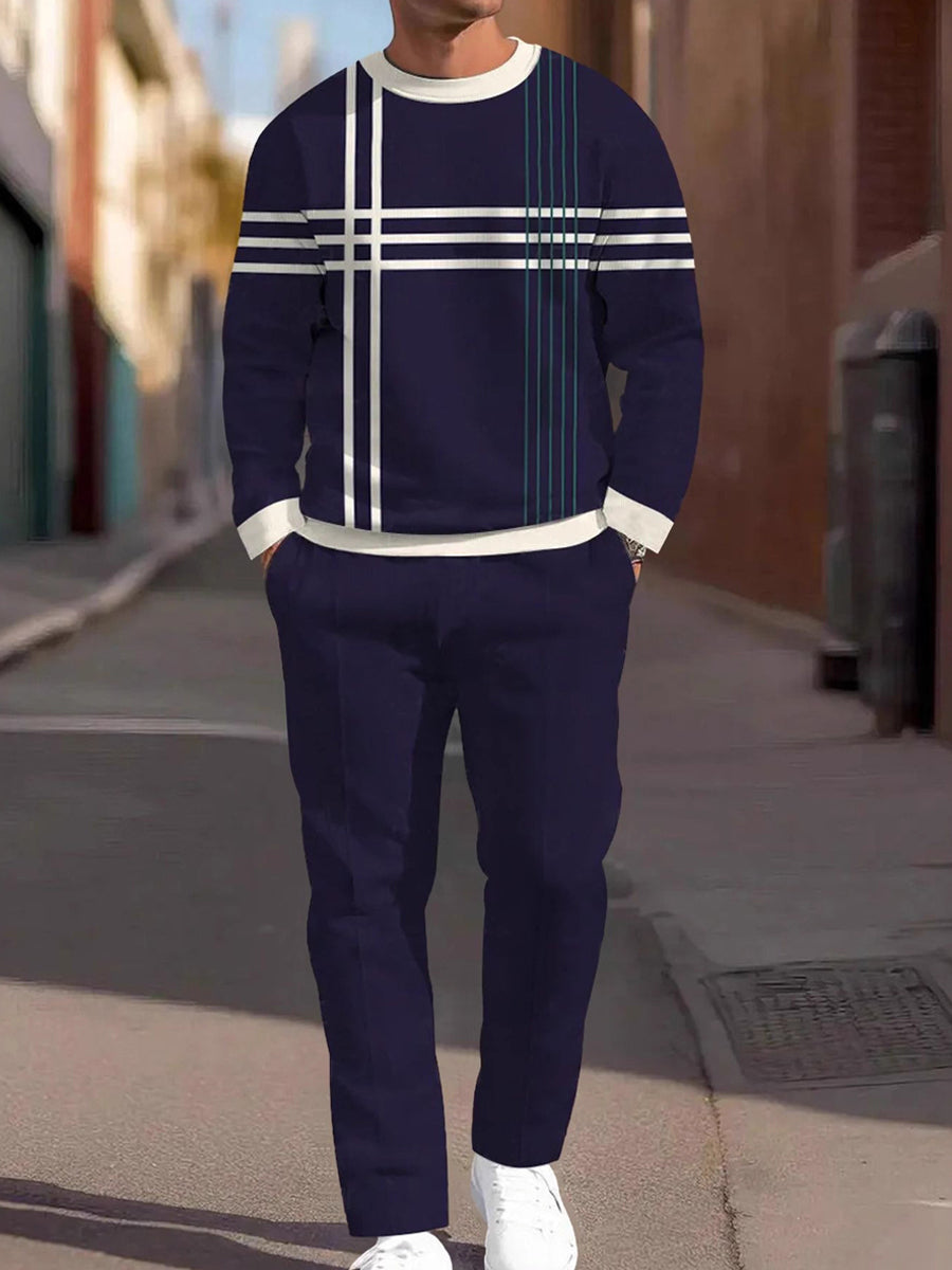 Pánské vintage minimalistická móda příležitostné kalhoty dvoudílná sada