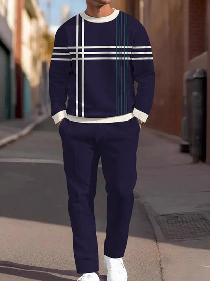 Pánské vintage minimalistická móda příležitostné kalhoty dvoudílná sada