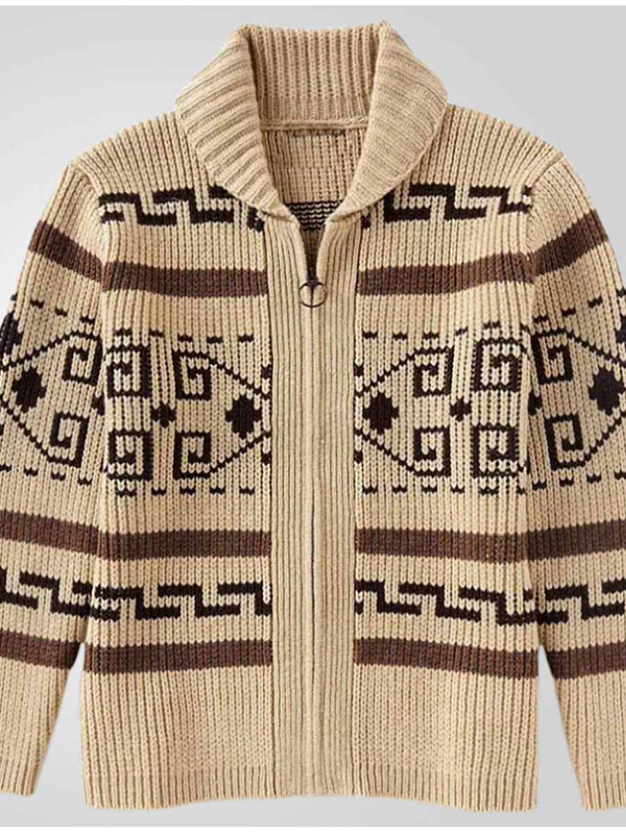 Pánské vintage klasický etnický golier pletené bundy