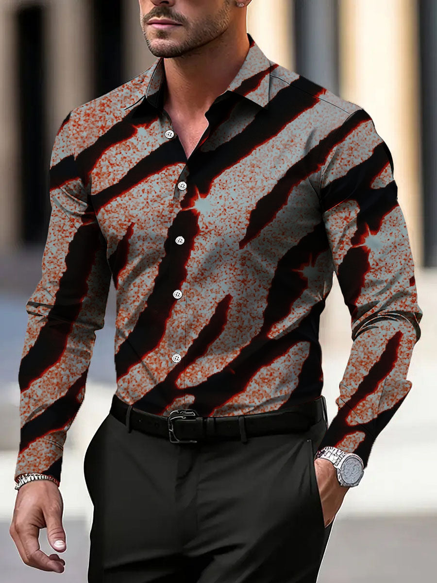 Pánské edgy redblack tiger print šaty košile