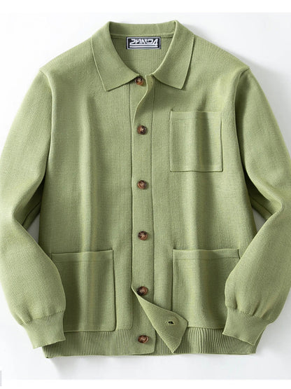 Pánské vintage styl kapesní golier s dlouhými rukávy pletené vesty