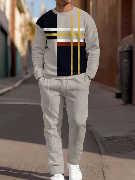 Pánské vintage minimalistická móda příležitostné kalhoty dvoudílná sada