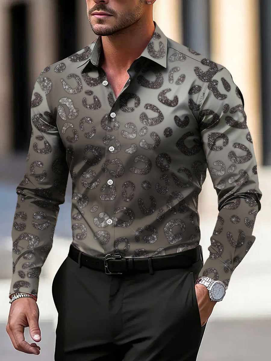 Pánské stylové lesklé leopard tištěné šaty košile