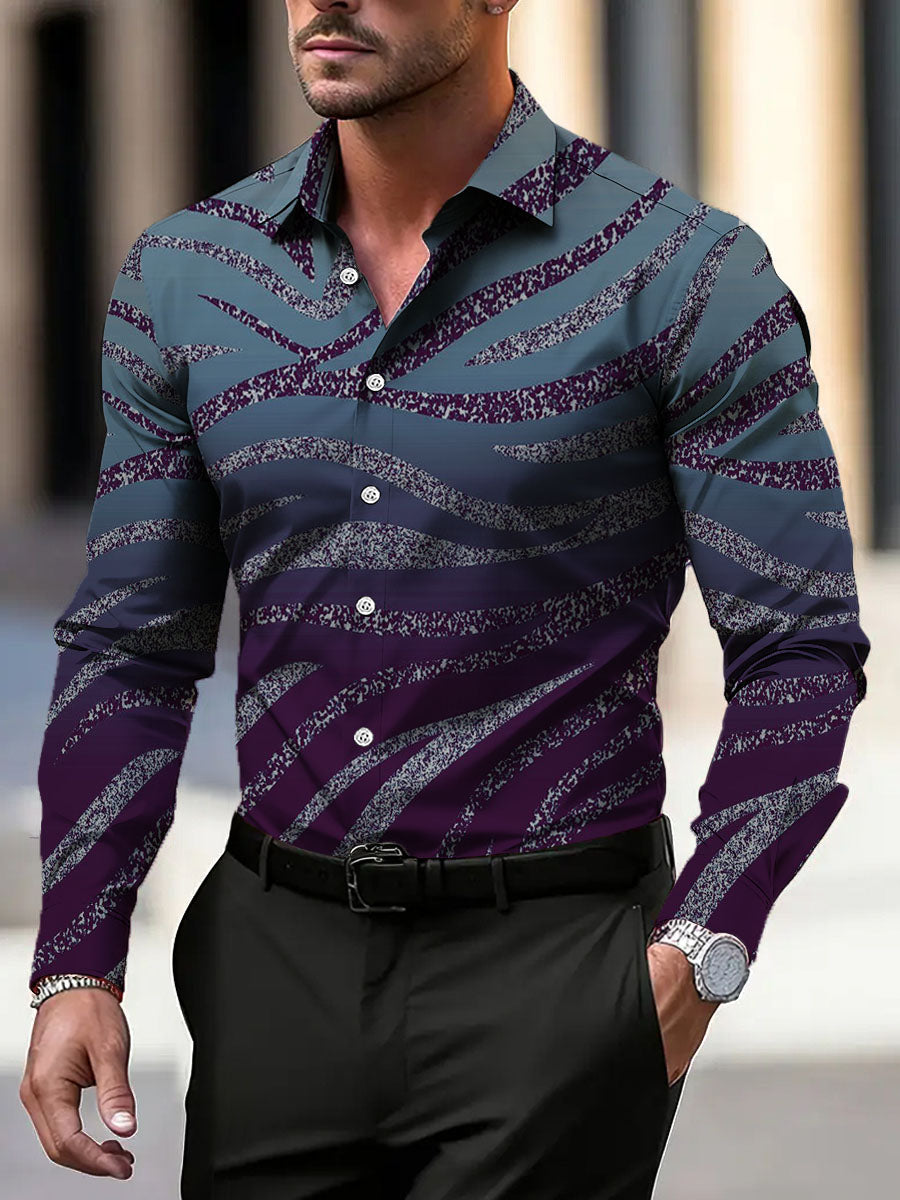 Pánské moderní fialovéšedé zebry tištěné šaty košile