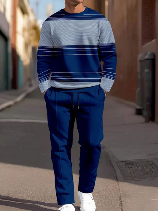 Pánské vintage minimalistická móda příležitostné kalhoty dvoudílná sada