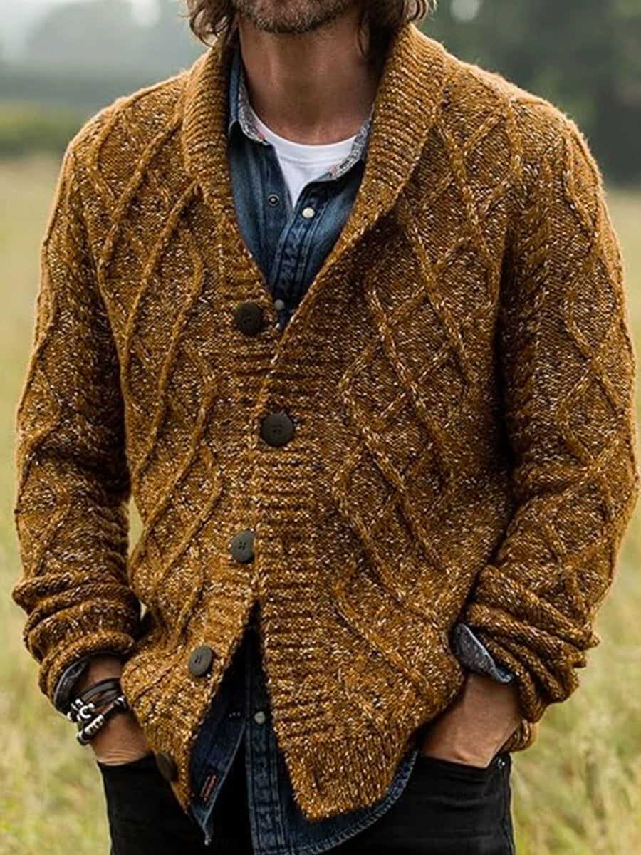 Pánské vintage diamantvzor pletené vestagan svetr