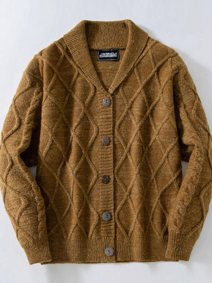 Pánské vintage diamantvzor pletené vestagan svetr