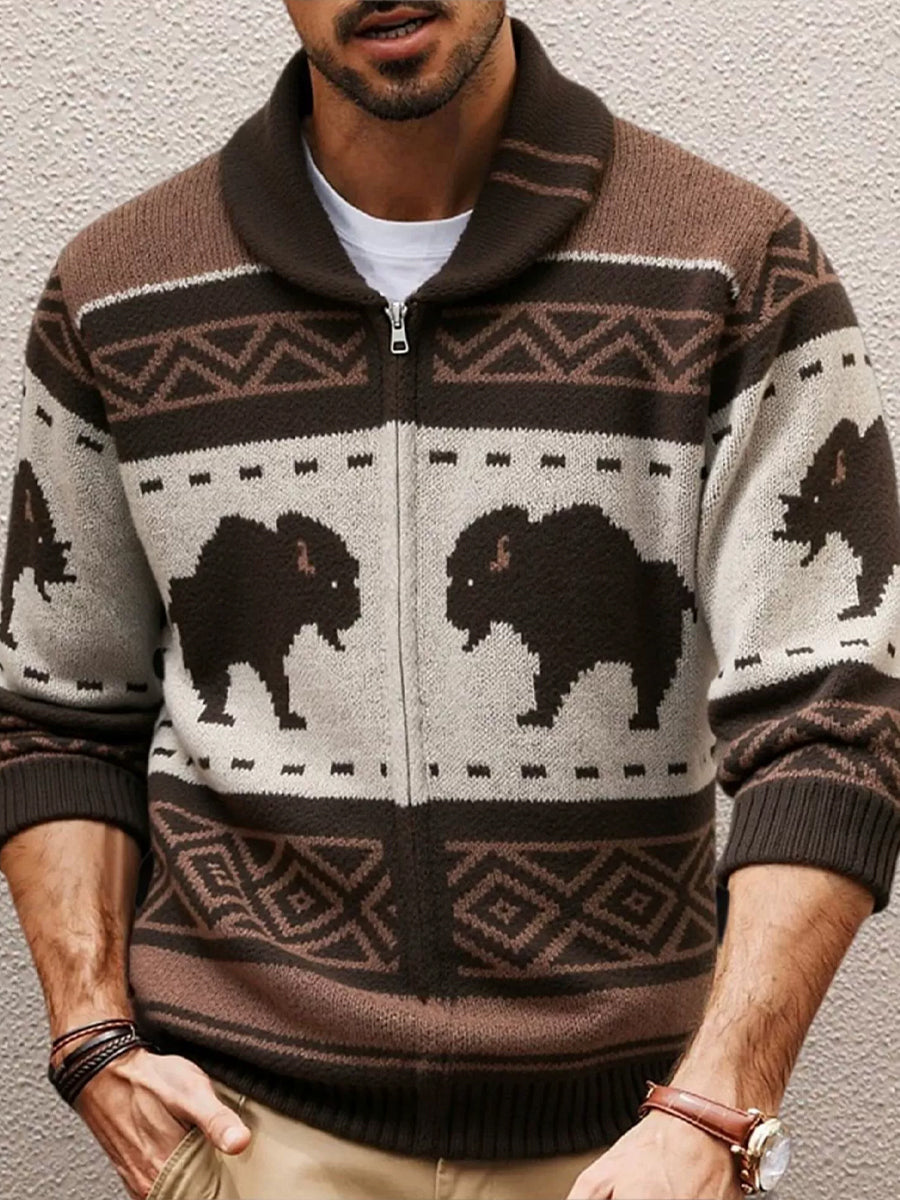 Pánské vintagestyl zahuštěné venkovní obojek svetr