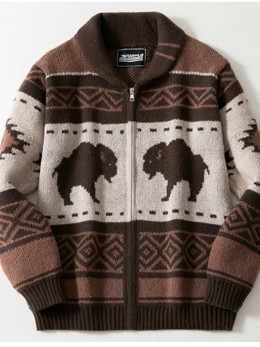 Pánské vintagestyl zahuštěné venkovní obojek svetr