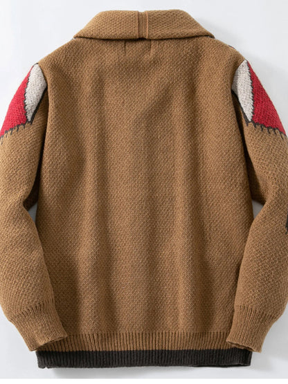 Pánské vintage britské žakvardový pruhovaný pletený vesta s obojkem