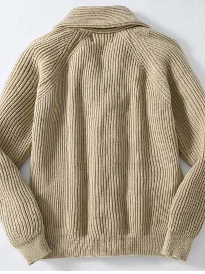 Pánské vintage jednofarebné obojky s dlouhými rukávy pletené vesty