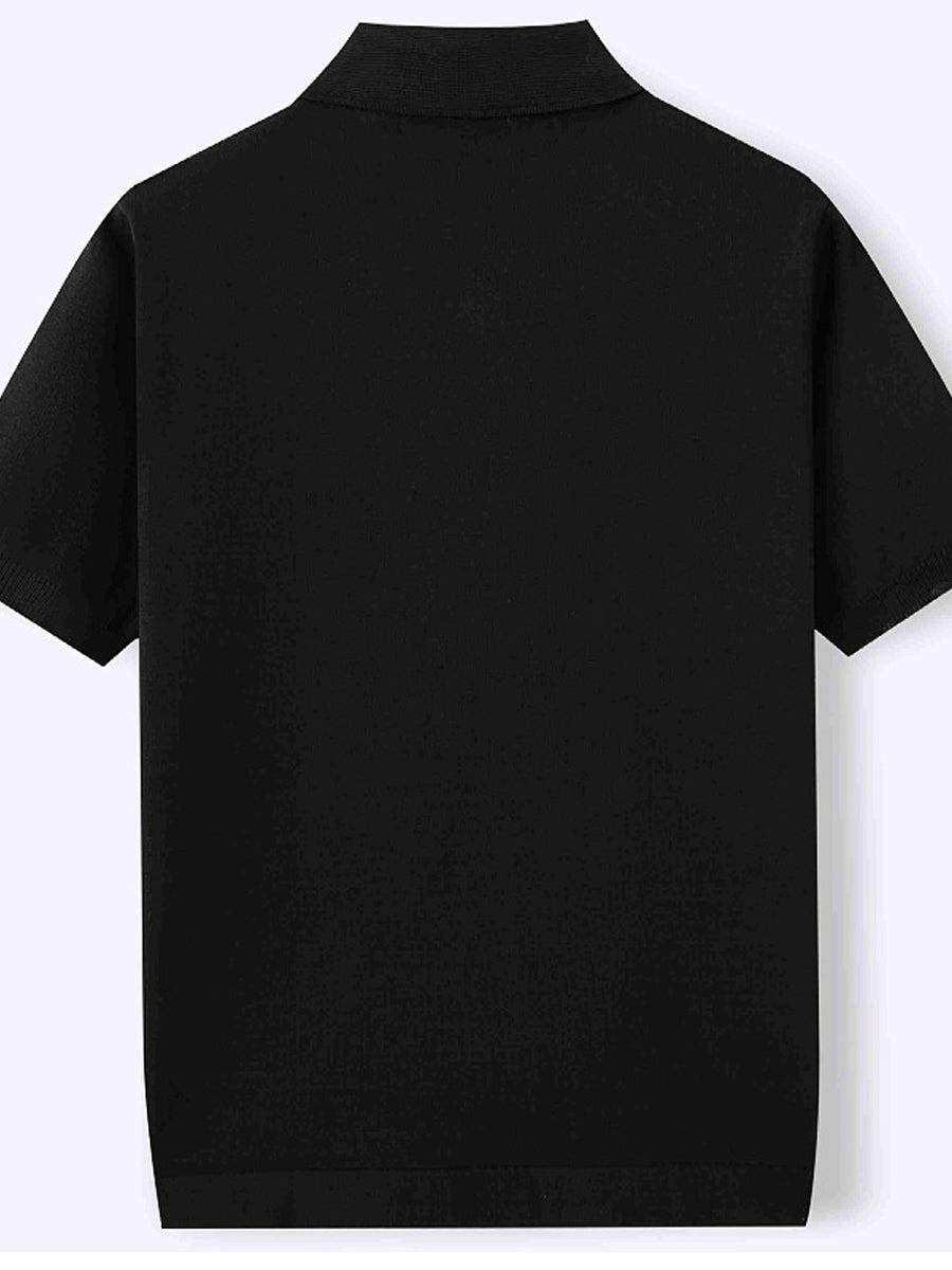 Pánské vintage jacquard obojek pletené pólo košile