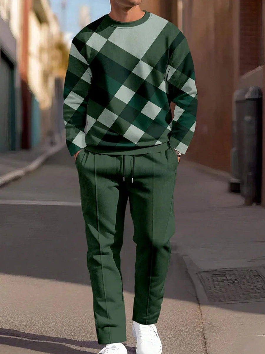 Pánské vintage minimalistická móda příležitostné kalhoty dvoudílná sada