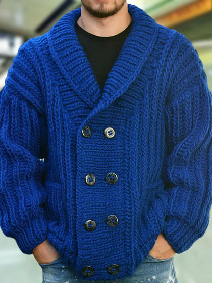 Pánské vintagestyl tlustý dvojprstý chunkypletený svetr