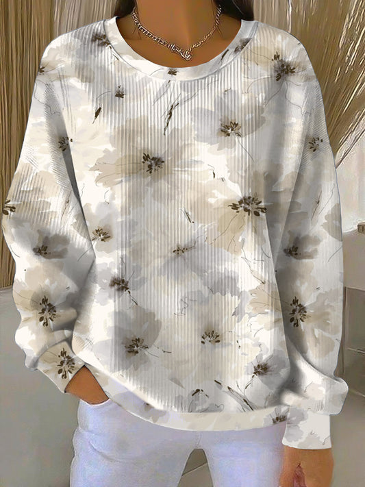 Dámské stylové béžové květinové mikiny