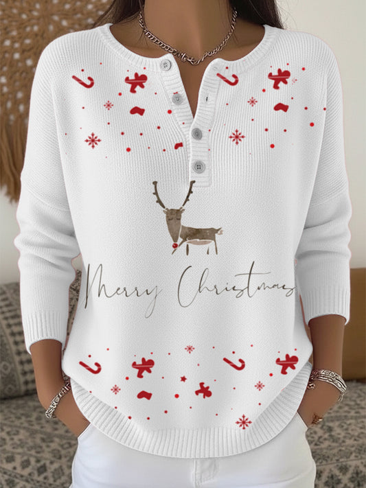 Dámské stylové soby veselé vánoce henley svetr