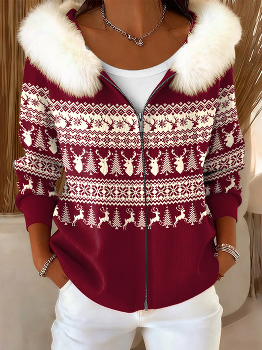 Dámské vánoční veletrh isle geometrický kabát s kapucinou vlny