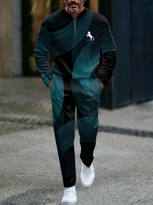 Pánské minimalistický vintage styl texturované business casual polo set