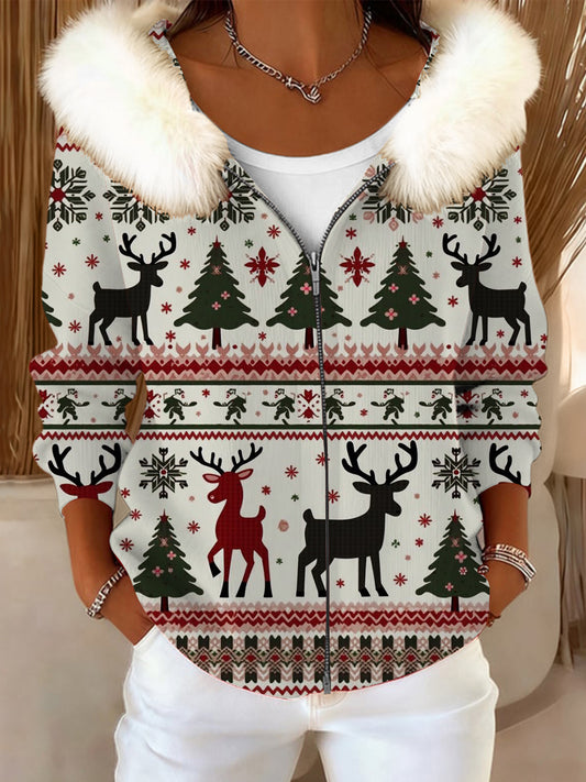 Ženské chirstmas slavnostní soby & strom kožešiny obojek kabát