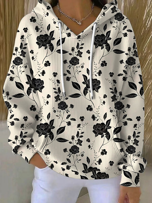 Dámské elegantní černá květinová mikina