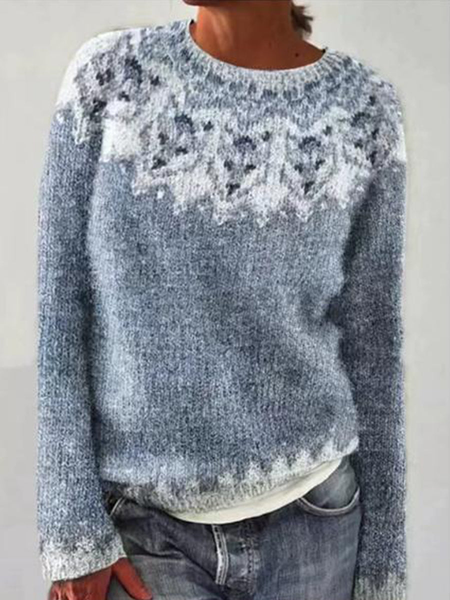 Dámské blue fair isle patterned sweater