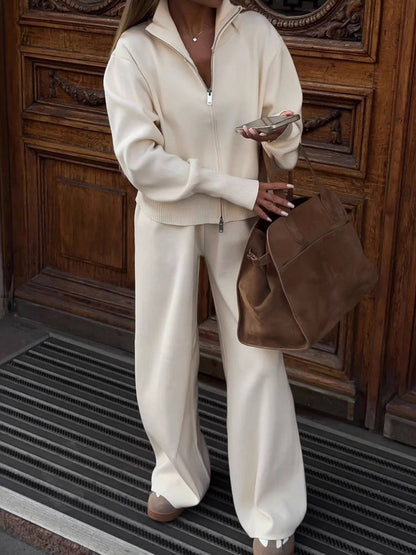 Dámské vintage slimfit orpped hooded pletené dvoudílné sady