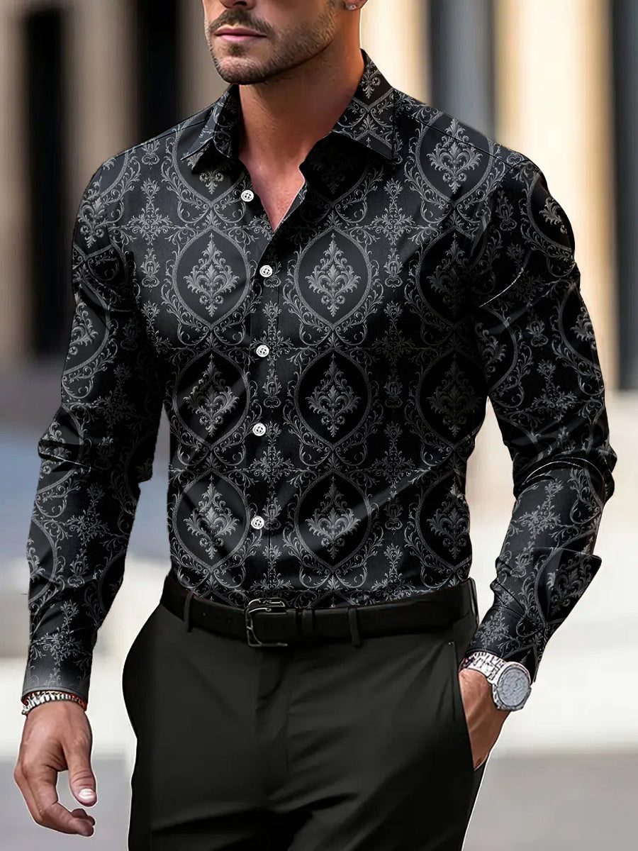 Pánské retro geometrický vzor business casual košile