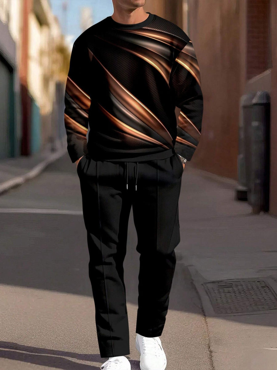 Pánské minimalistický vintage casual crewneck sweatshirt set