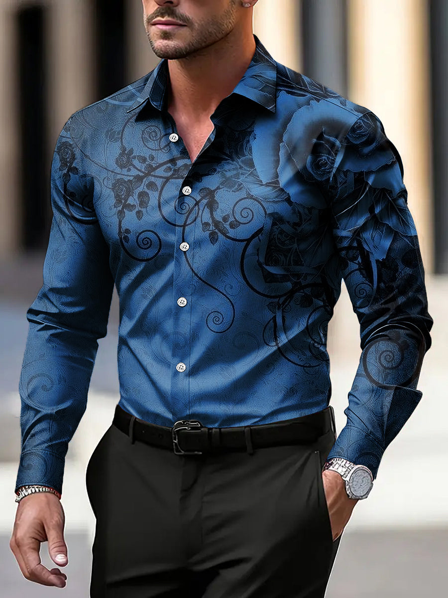 Pánské retro gradient vzor business casual košile