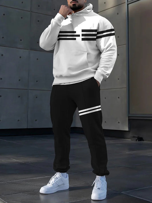 Pánské minimalistický vintage casual hooded sweatshirt set