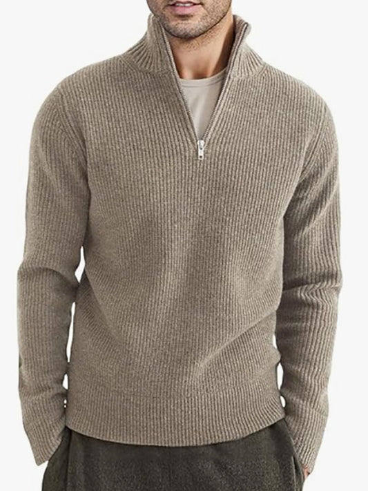 Pánské minimalistické vintagestyl zahuštěné zips pletené pólo košile