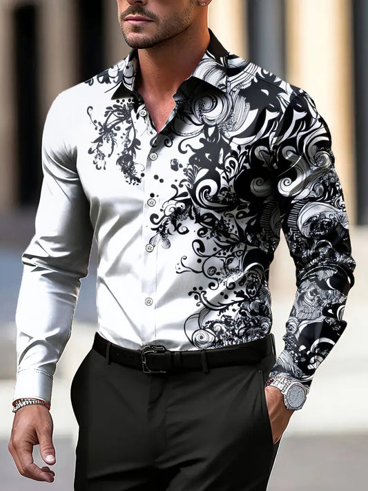 Pánské retro abstraktní vzor business casual košile