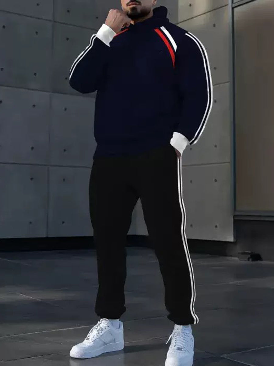 Pánské minimalistický vintage casual hooded sweatshirt set