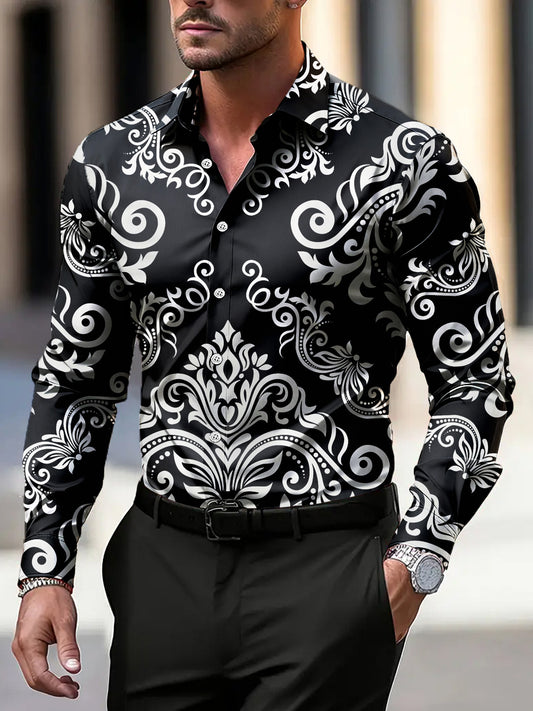 Pánské retro barokní vzor business casual košile