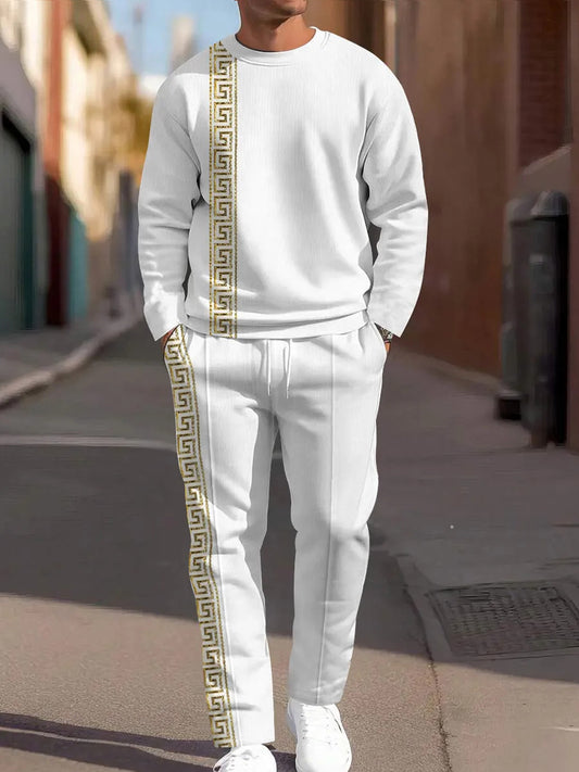 Pánské minimalistický vintage casual crewneck sweatshirt set