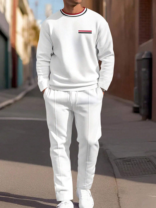 Pánské minimalistický vintage casual crewneck sweatshirt set