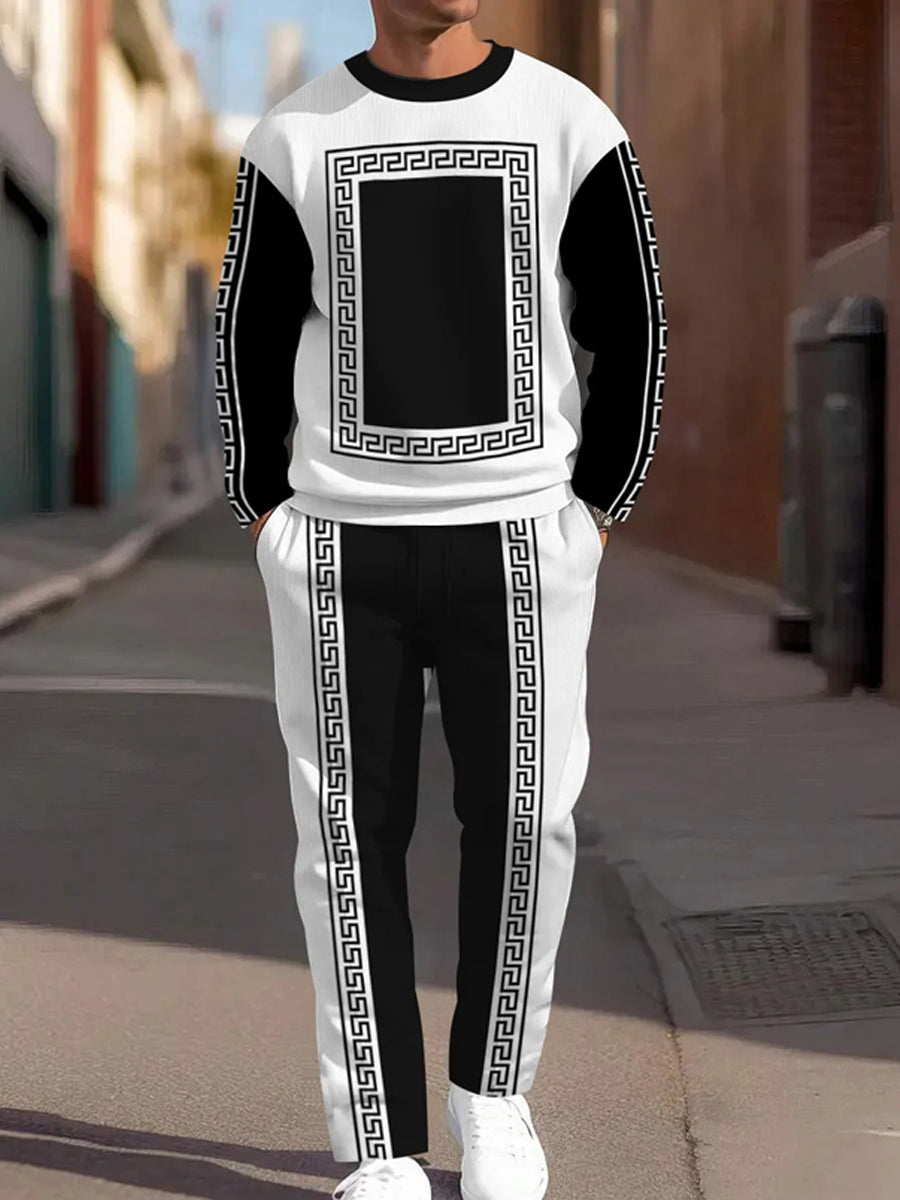 Pánské minimalistický vintage casual crewneck sweatshirt set