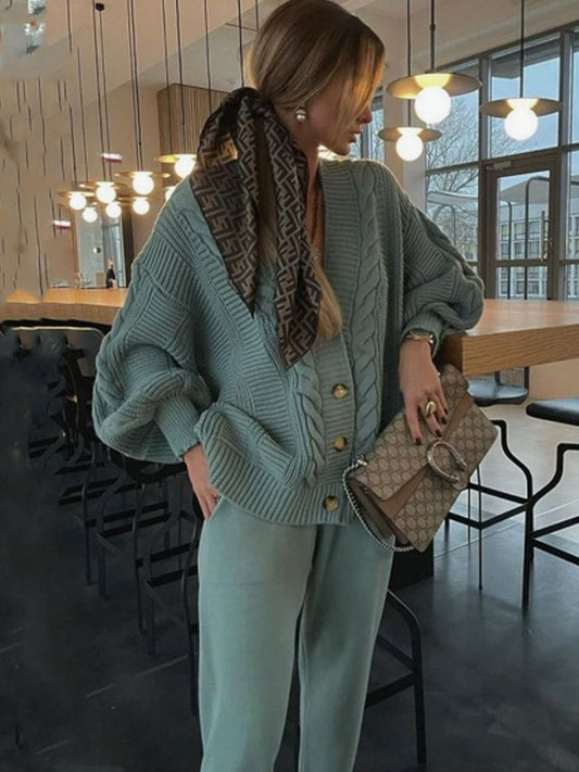 Dámské teal knit coord sada