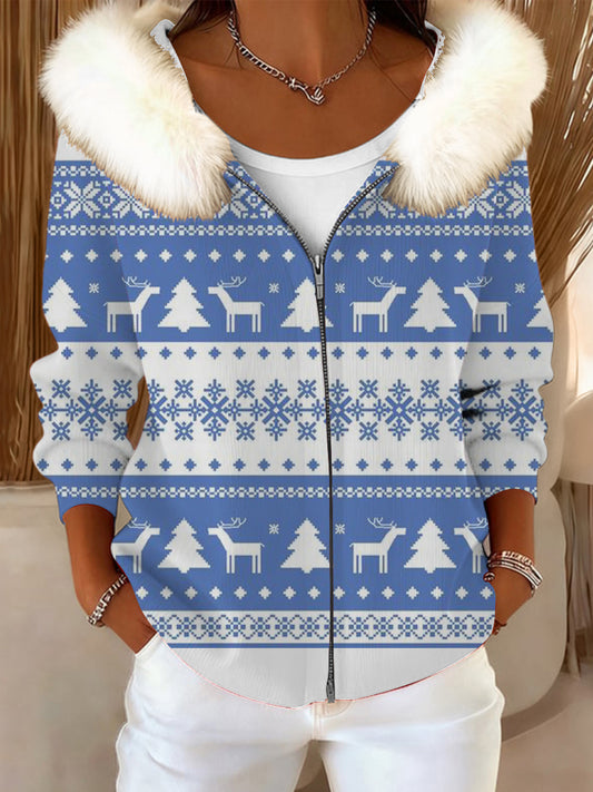 Dámské modré soby a sněhové vločky