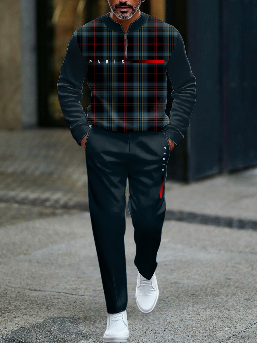 Pánské minimalistický vinobraný plaid polo business suit