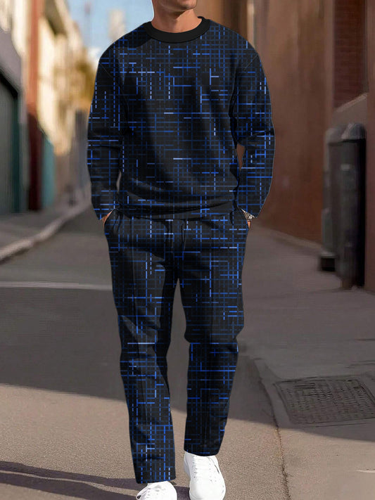 Pánské minimalistický vintageinspirovaný texturovaný umělecký casual oblek