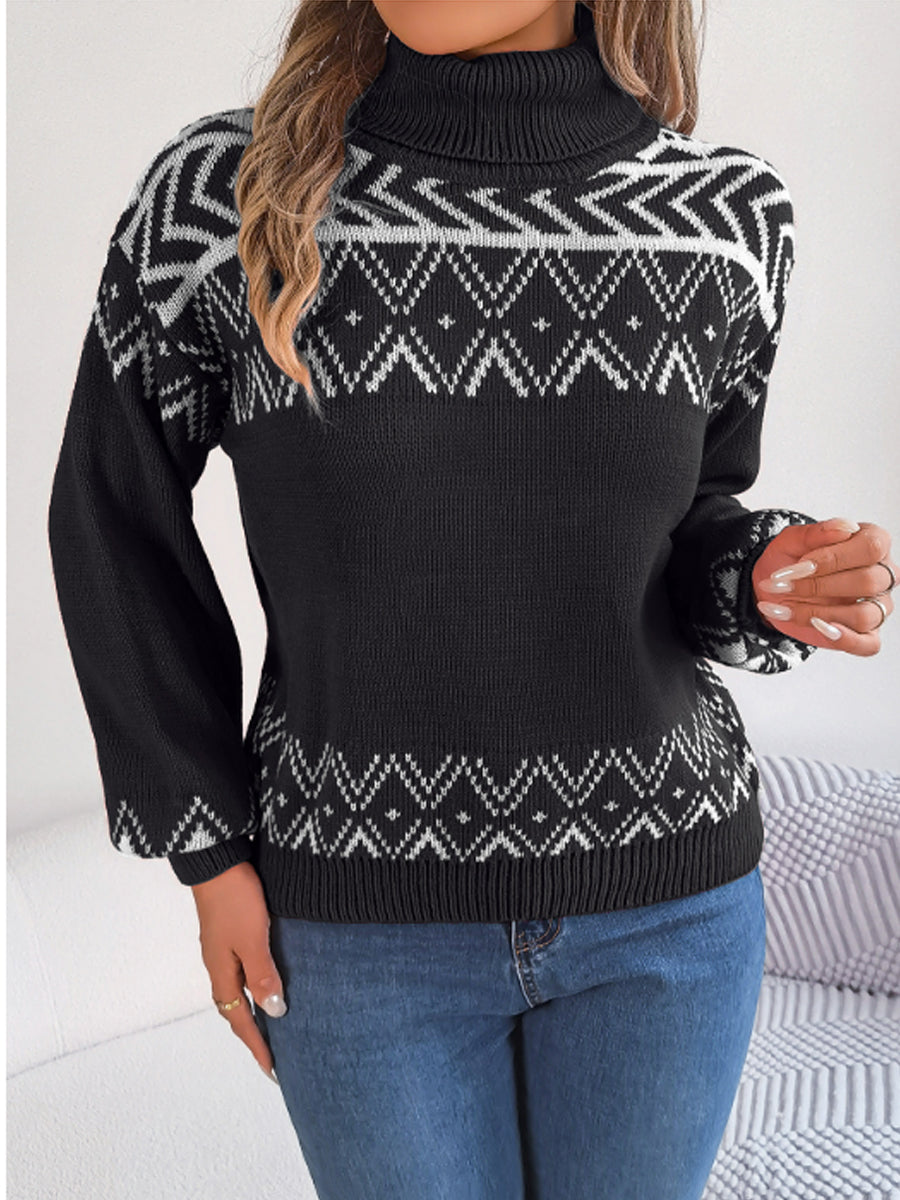 Dámské klasické black & white fair isle collie svetr