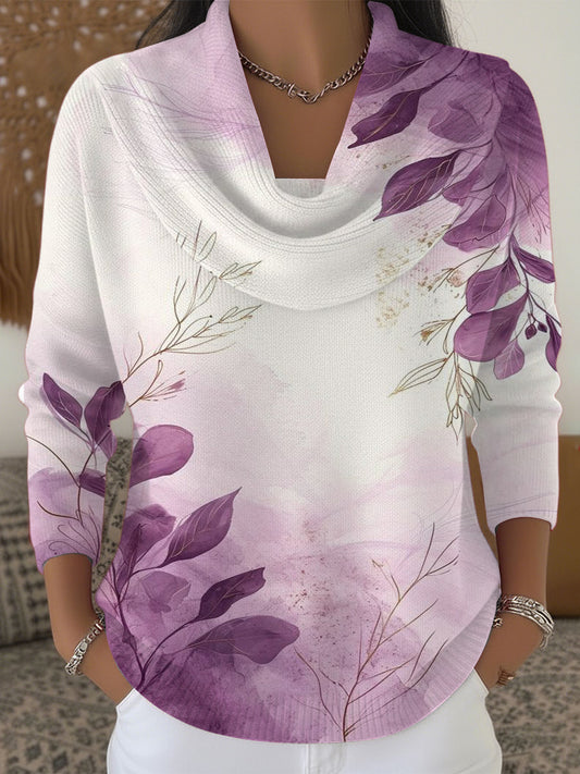 Dámské okouzlující fialové listy tisk